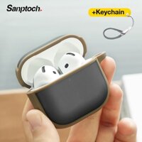 Ốp lưng mờ cao cấp Sanptoch cho tai nghe không dây Airpods 4 / Pro2 / 3rd / Pro Vỏ chống sốc cho Airpods 2 / 1 Vỏ bảo vệ mờ mờ có móc khóa