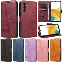 Ốp Lưng Mỏng Cho Samsung Galaxy A15 5G A24 4G A25 5G A14 A12 A52 A22 A32 A72 A52S 5G A51 A71 A22 A32 A52 A72 A13 4G Retro Sọc Ví Da PU Mềm Flip Stand Cover