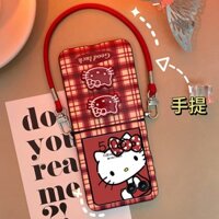 Ốp Lưng Moto 50 Ultra Cho Motorola Razr 50 Ultra Razr Plus 2024 DIY Hoạt Hình Kitty Di Động Đeo Ngang Họa Tiết Lưới Điện Thoại Di Động
