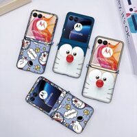 Ốp Lưng Moto Razr 50 Cho Motorola Razr 50 Siêu Tùy Chỉnh Hoạt Hình Đầu Lớn Mèo Da PU Chống Sốc Cứng Vỏ Điện Thoại Di Động