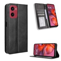 Ốp lưng Motorola Moto E15 / G05 4G Vintage Flip Cover Từ tính Ví doanh nghiệp Vỏ da PU Giá đỡ thẻ