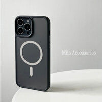 Ốp lưng nhám hỗ trợ sạc không dây cho IPhone ốp từ tính bảo vệ camera chống sốc chuẩn MIL-STD-810G