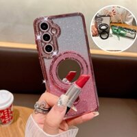 Ốp Lưng Nhẫn Gương Sang Trọng Cho Samsung A06 A16 A55 A15 A25 A24 A35 A05s A52 A53 A52s A54 A34 A14 5G Mạ Vỏ Sạc Không Dây Vỏ Kim Cương Bling