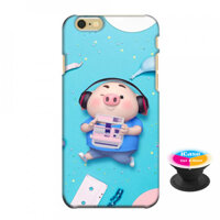 Ốp lưng nhựa dẻo dành cho iPhone 6S in hình Heo Con Soạn Nhạc - Tặng Popsocket in logo iCase - Hàng Chính Hãng