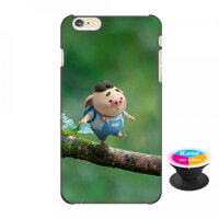 Ốp lưng nhựa dẻo dành cho iPhone 6S Plus in hình Heo Con Đi Học - Tặng Popsocket in logo iCase - Hàng Chính Hãng