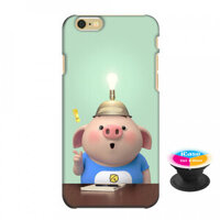 Ốp lưng nhựa dẻo dành cho iPhone 6S in hình Heo Con Chăm Học - Tặng Popsocket in logo iCase - Hàng Chính Hãng