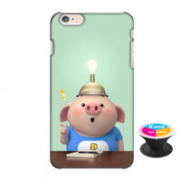 Ốp lưng nhựa dẻo dành cho iPhone 6S Plus in hình Heo Con Chăm Học - Tặng Popsocket in logo iCase - Hàng Chính Hãng