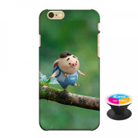 Ốp lưng nhựa dẻo dành cho iPhone 6S in hình Heo Con Đi Học - Tặng Popsocket in logo iCase - Hàng Chính Hãng