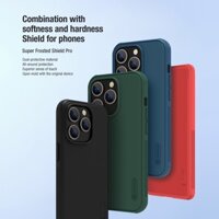 Ốp lưng Nillkin cứng sần viền dẻo cho iPhone 14 Pro Max Nillkin Spuer Fristed Shield Case chính hãng