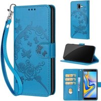Ốp Lưng Nổi Thời Trang Samsung Galaxy A8 J4 J6 Plus 2018 Ví Dây Da PU Mềm TPU Lật Bao Đựng Thẻ