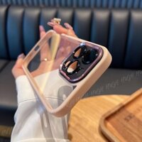 Ốp lưng ống kính kim loại màu hồng titan tự nhiên mới cho IPhone 15 11 14 13 12 ProMax 14 15 ProMax cứng màu đen phía sau chống sốc