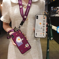 Ốp lưng OPPO A18 A38 A58 A78 A79 A60 A3X A17 A16 A15S A96 A76 A54 A74 A94 A95 A57 A9 2020 A5 2020 Ốp đeo tay hoa thời trang có dây buộc Giá đỡ điện thoại Vỏ mềm