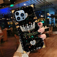 Ốp lưng Oppo A3 Pro A3X A60 A38 A18 A79 A58 A57 A76 A95 A55 A53 A15 A9 A5s A3s F9 Ốp điện thoại chống sốc hình vuông công chúa thời trang Crown