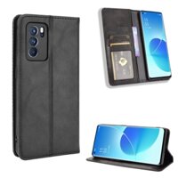 Ốp lưng Oppo Reno 6 Pro Plus 5g Vintage Flip Cover Oppo Reno6 5g Từ Ví Bao Da PU Hộp Đựng Thẻ