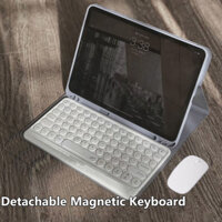 Ốp Lưng Phím Tròn Bluetooth Cho IPad Air 11 2024 Air 6th Pro 11 2022 Air 5 4 3 10.2 9th 8th 7th 10th 10.9 Không Dây Nhẹ Bàn Phím Chuột Đứng Từ Funda Có Khe Cắm Bút