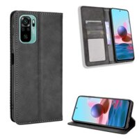Ốp lưng Redmi Note 10 4G Vintage Flip Cover Redmi Note10S Từ tính Ví doanh nghiệp Vỏ da PU Giá đỡ thẻ