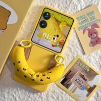 Ốp Lưng Rút Tay Màu Vàng Cho Samsung Galaxy Z Flip6 Flip5 Flip4 Flip3 Dành Cho Tìm N2Flip / N3Flip Dành Cho xiaomi MIX Flip