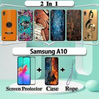 Ốp lưng Samsung A10 2 TRONG 1 có kính cường lực cong bảo vệ màn hình bằng gốm
