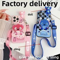 Ốp lưng Samsung A12 A13 A53 A52 A22 A32 A23 A50 A13 A30S A32 A11 Phim hoạt hình Dễ thương nổi giận Vỏ Stitch Vỏ điện thoại TPU Vỏ silicon mềm có dây đeo với búp bê