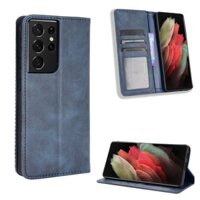 Ốp lưng Samsung Galaxy S21 Ultra Plus S21 + 4G / 5G Vintage Flip Cover Từ tính Ví doanh nghiệp Vỏ da PU Giá đỡ thẻ