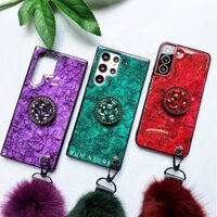 Ốp Lưng Samsung Galaxy S22 ULTRA / S22 PLUS / S21 Ultra / S21 Plus Tráng Gương Vân Đá Kèm Phụ Kiện Popsocket