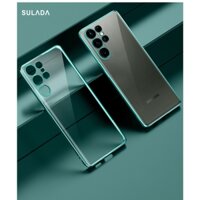 Ốp lưng Samsung S22 Ultra, S23 Ultra Cao Cấp dẻo trong mặt lưng nhám chống bẩn viền màu tạo điểm nhấn sang trọng
