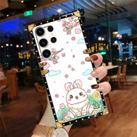 Ốp lưng Samsung S25 Ultra S24 S23 S22 S21 S20 S10 S9 S8 Plus Note20 Note10 + Ốp điện thoại chống sốc họa tiết thỏ hoa hoạt hình dễ thương