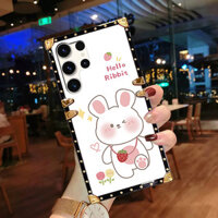 Ốp lưng Samsung S25 Ultra S24 S23 S22 S21 S20 S10 S9 S8 Plus Note20 Note10 + Ốp điện thoại chống sốc hình chú thỏ dâu dễ thương hoạt hình