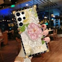Ốp lưng Samsung S25 Ultra S24 S23 S22 S21 S20 S10 S9 S8 Plus Note20 Note10 + Ốp điện thoại chống sốc vẽ tranh sơn dầu màu hồng thời trang
