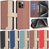 Ốp Lưng Sang Trọng Cho iPhone 15 Pro Max 14 Plus 13 Pro Max 15 Plus 14 Pro Max 8 Plus 7 Plus 11 Pro Max XR Xs Max 12 Pro Max Splice Litchi Wallet Card Vỏ Lật Da Mềm