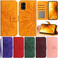 Ốp Lưng Sang Trọng Cho Oppo A52 A72 A92 A94 A74 A54 A95 5G A9 2020 A5 2020 A16 A54 A74 A94 A93 4G Hoa Hướng Dương Ví Da PU Mềm Khe Cắm Thẻ Da Bảo Vệ Da Flip Stand Cover Case