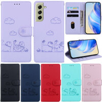 Ốp Lưng Sang Trọng Cho Samsung Galaxy S21 Ultra S20 Ultra S10 + S20 + S21 + S9 + S8 + S21 Plus S20 Plus S10 Plus S9 Plus S8 Plus S7 Edge Note 9 Note 8 Ví Họa Tiết Mèo Flip Cover