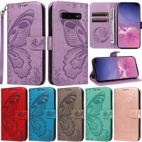 Ốp Lưng Sang Trọng Cho Samsung Galaxy S20 Ultra S10 Plus Note 10 Lite S20 Plus S10 Lite S9 Plus S8 Plus S7 Edge Note 10 + Thẻ Ví Bướm Retro Da Mềm Flip Stand Cover