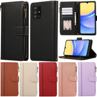 Ốp Lưng Sang Trọng Cho Samsung Galaxy A22 5G A51 A71 A32 4G A21S S10 Plus Note 20 Ultra S21 FE Note 10 + S20 FE S25 Edge A51 5G A71 5G Ví Dây Kéo Da Mềm Flip Stand Cover