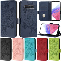 Ốp Lưng Sang Trọng Cho Samsung Galaxy Note 20 Ultra S10 Plus S9 Plus S8 Plus Note 10 + Note 9 Note 8 S7 Edge S10 + S9 + S8 + A02 Ví Bướm Hoa Hồng Mềm Da PU Flip Stand Cover
