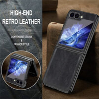 Ốp Lưng Sang Trọng Cho Samsung Galaxy Z Flip 6 5 4 3 Business Black Glossy Zflip3 Flip4 Flip5 Flip6 Bảo Vệ Màn Hình Vỏ Điện Thoại Cao Cấp