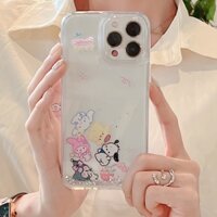 Ốp Lưng Sanrio Lấp Lánh Quicksand Cho iPhone 15 14 13 12 11 Pro Max 14 Plus X XS Max XR Sparkle Liquid Clear Cover