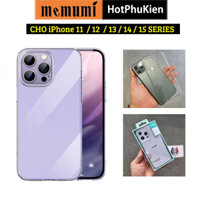 Ốp lưng siêu mỏng 0.4mm cho iPhone 11 12 13 14 15 Pro Max 14 15 Plus hiệu Memumi Ultra Clear - Chống ố, Chống trầy xước