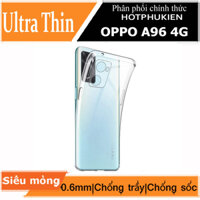 Ốp lưng silicon dẻo cho Oppo A96 4G hiệu Ultra Thintrong suốt mỏng 0.6mm độ trong tuyệt đối chống trầy xước - Hàng nhập khẩu