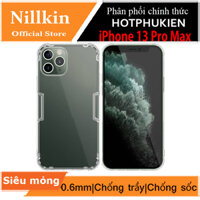 Ốp lưng silicon dẻo trong suốt cho iPhone 13 Pro Max hiệu Nillkin mỏng 0.6mm - hàng chính hãng - Trong suốt