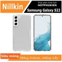 Ốp lưng silicon dẻo trong suốt cho Samsung Galaxy S22 hiệu Nillkin Nature Pro mỏng 0.6mm - hàng nhập khẩu - Trong suốt