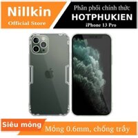 Ốp lưng silicon dẻo trong suốt cho iPhone 13 Pro hiệu Nillkin mỏng 0.6mm - hàng chính hãng - Trong suốt