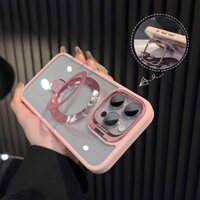 Ốp lưng silicon kim loại từ tính sang trọng cho iPhone 15 12 13 14 Plus 11 Pro Max Vỏ vòng sạc không dây trong suốt