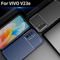 Ốp lưng silicon thiết kế sợi carbon màu trơn đơn giản cho VIVO V23e
