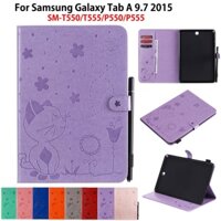 Ốp Lưng SM-P555 Dành Cho Samsung Galaxy Tab A 9.7 2015 T550 T555 P550 P555 SM-T550 Vỏ Da PU Nổi Mèo Ong