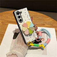 Ốp lưng sóng tươi Hàn Quốc có giá đỡ hoa Dây di động cho Samsung Galaxy Z Fold 6 Z Fold 5 Z Fold 4 Z Fold 3 Cover