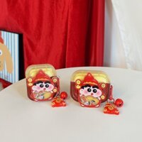 Ốp lưng tai nghe thần tài Crayon Shin-Chan, Thích hợp cho Airpods Pro, Airpods 4, Airpods Pro2 Vỏ bảo vệ tai nghe chống sốc