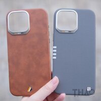Ốp lưng TGVI's VIDA ốp lưng da viền kim loại dành cho iPhone, Có vòng hỗ trợ sạc không dây từ tính