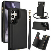 Ốp Lưng Thẻ Cho Samsung S25 Ultra Có Dây Đeo chéo Dây Điện Thoại Di Động Có Hộp Đựng Thẻ Cho Samsung Galaxy S25 Plus S24 Ultra S23 FE S22 Plus S21 S20 FE Bao Da