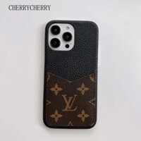 Ốp Lưng Thẻ Họa Tiết Lichee Cho iPhone 16 Pro Max 15 Pro Max 14 13 Pro Max 12 Pro Max 14P Vỏ Da Sang Trọng Cổ Điển Vỏ Bảo Vệ